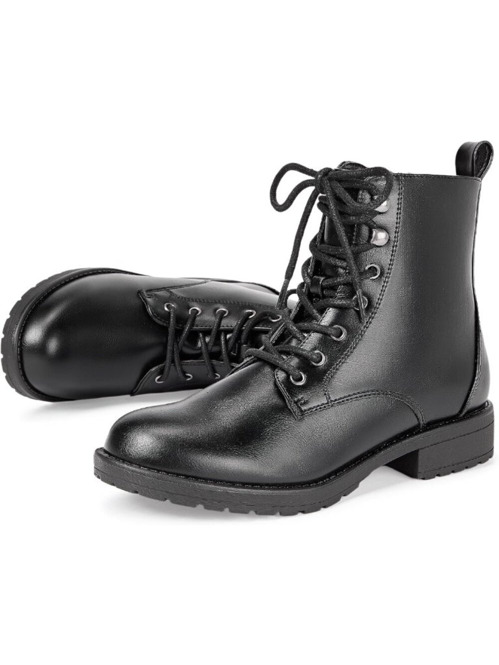 Stylish Women's Lace-Up Combat Ankle Boots with Side Zipper - Trendy Footwear